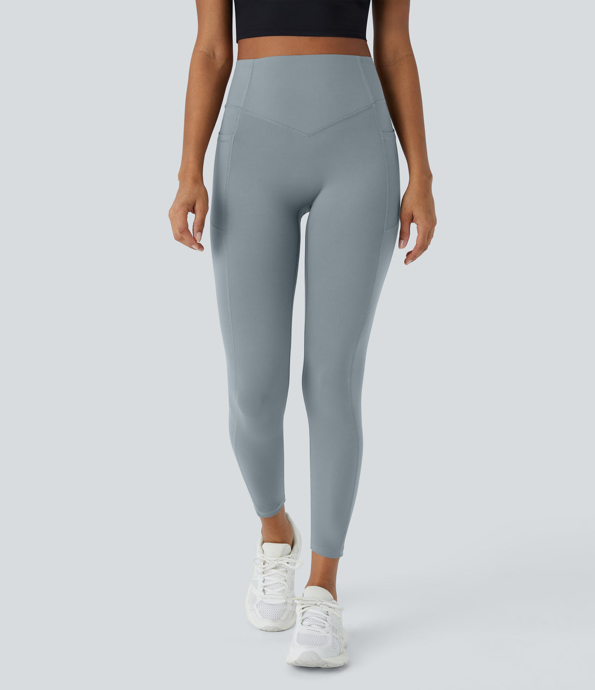 Amara Legging — Blue Flower Gray