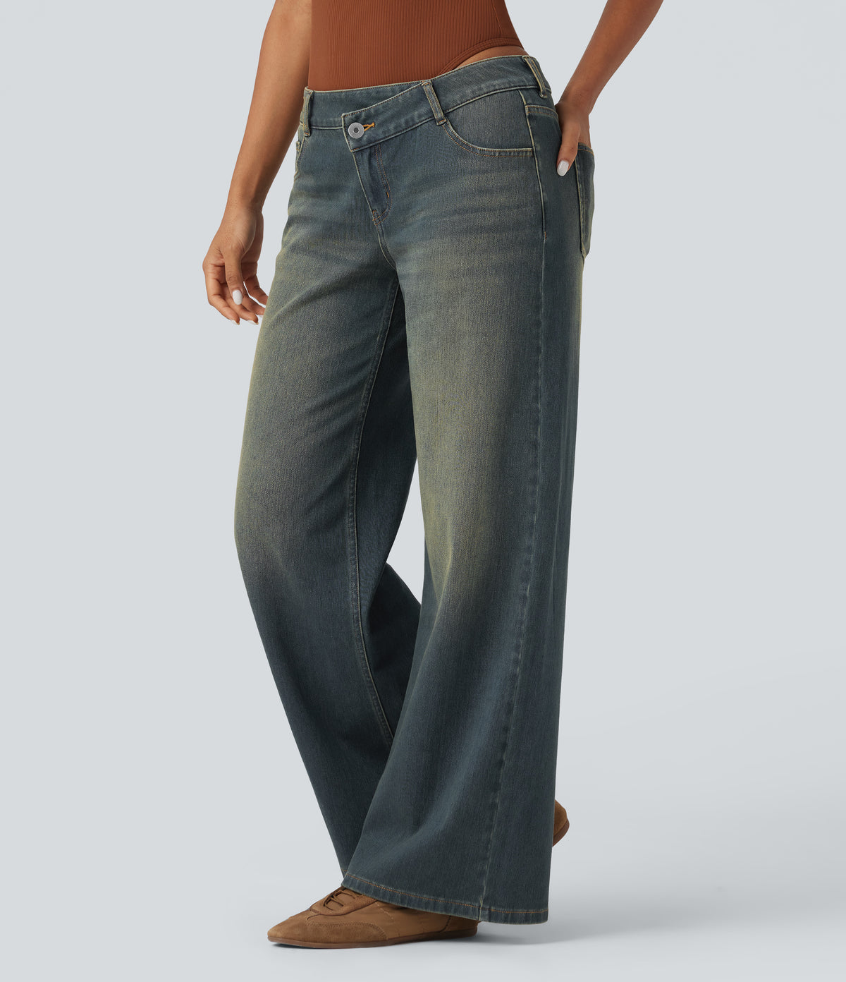 Avril Jeans — Mottled Dark Blue Denim