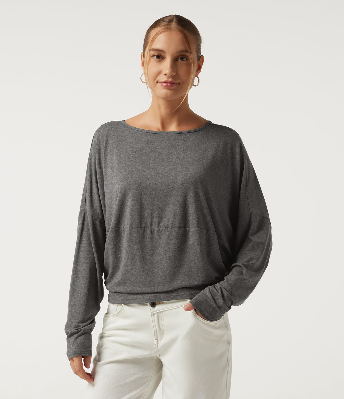 Roselle Long-Sleeve Top — Darl Gray Floral Yarn