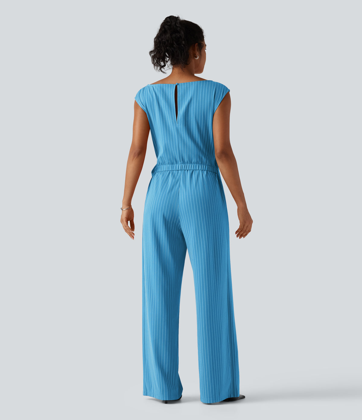 Rosalind Jumpsuit — Poolside Blue Stripe