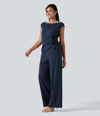 Rosalind Jumpsuit — Navy Pinstripe