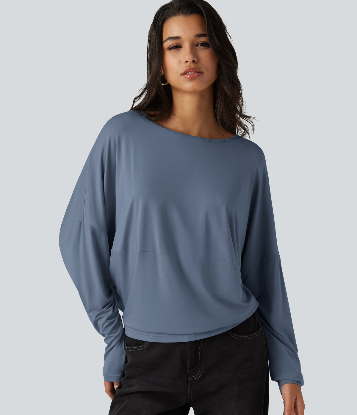 Roselle Long-Sleeve Top — Gray Haze Blue