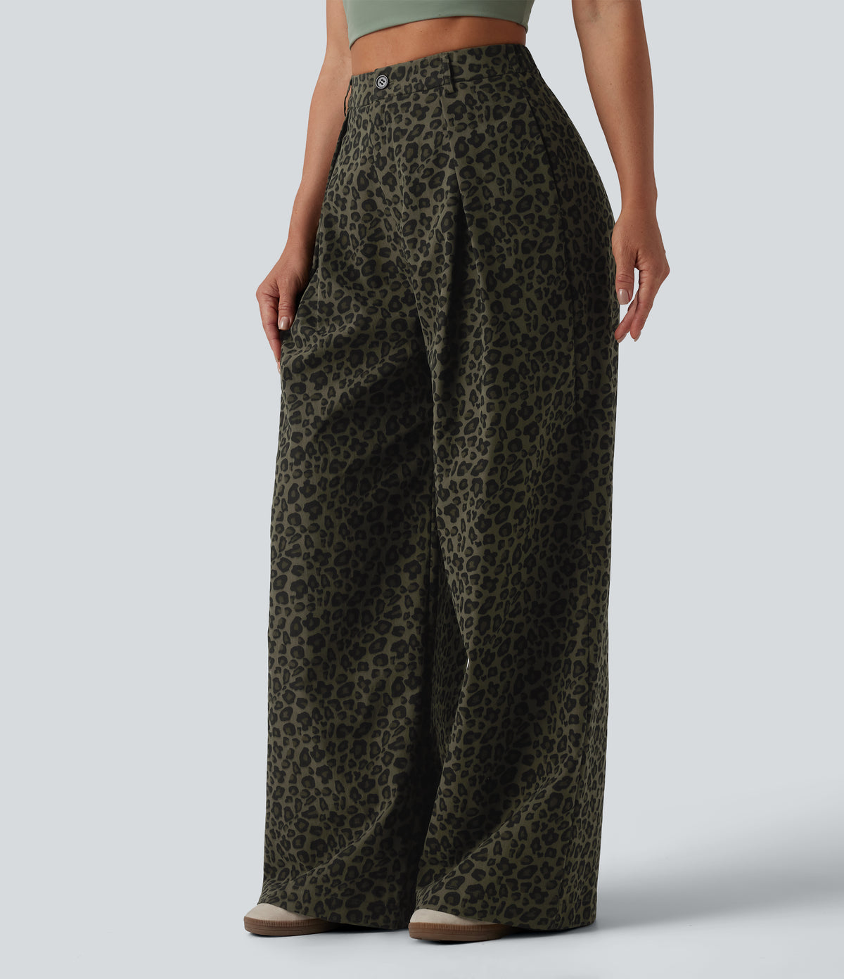 Freya Pants — Olive Leopard