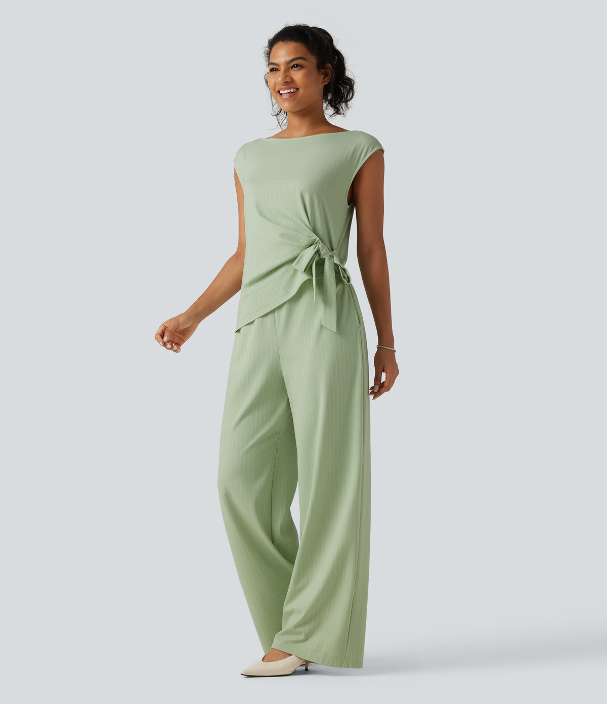 Rosalind Jumpsuit — Iced Pear Stripe