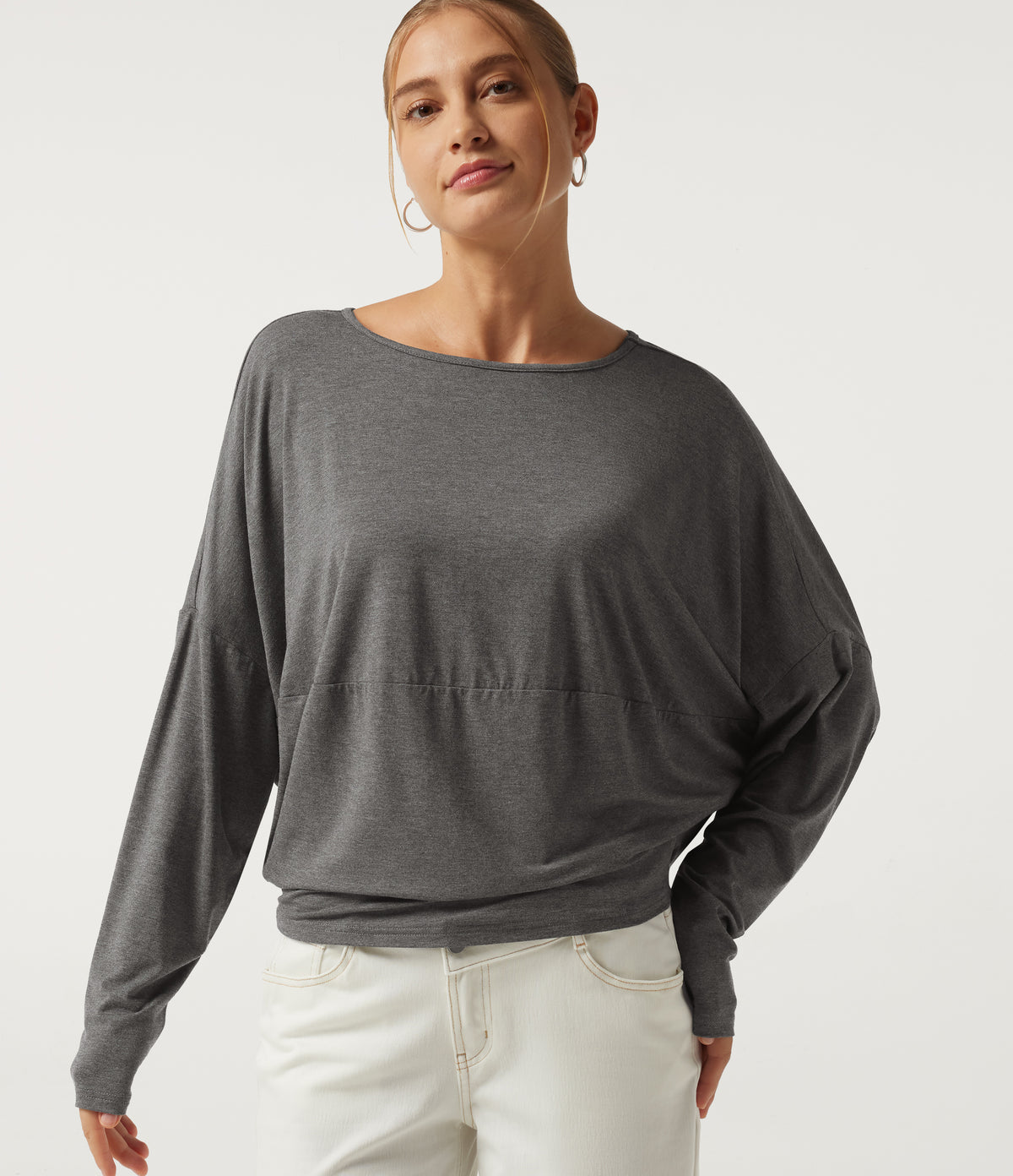 Roselle Long-Sleeve Top — Darl Gray Floral Yarn