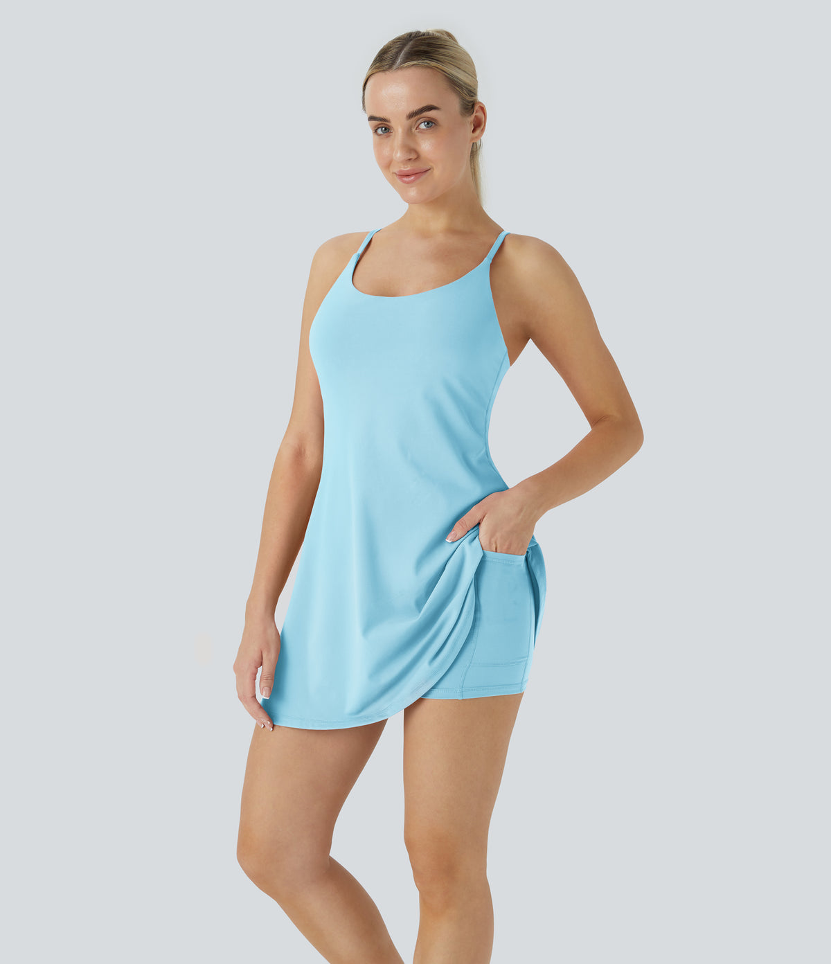 Petal Dress — Gray Haze Blue