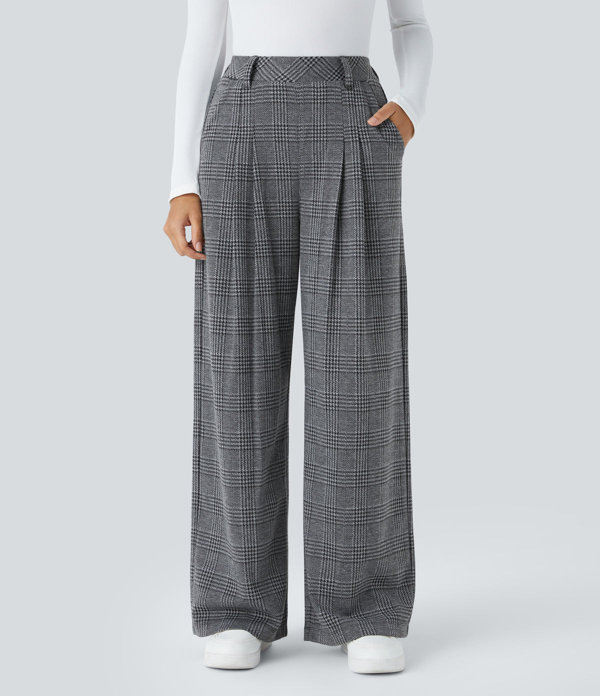 Lucille Pants — Dark Gray Plaid