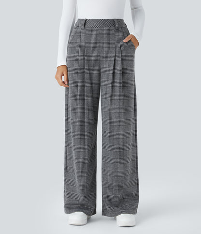 Lucille Pants — Dark Gray Plaid