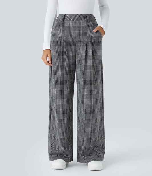 Lucille Pants — Dark Gray Plaid