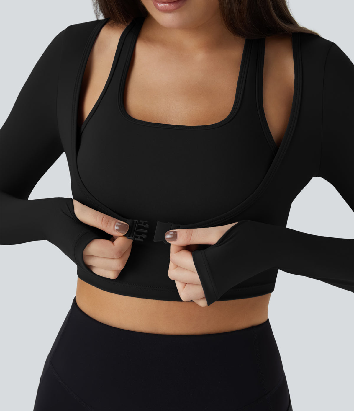 Selene Long-Sleeve Top — Black