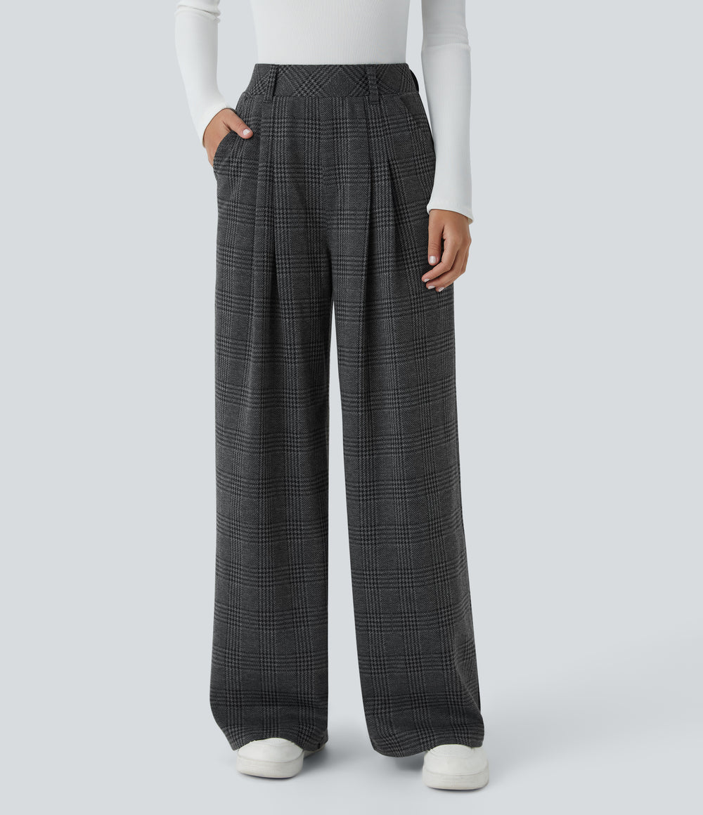 Lucille Pants — Charcoal Black Houndstooth Plaid