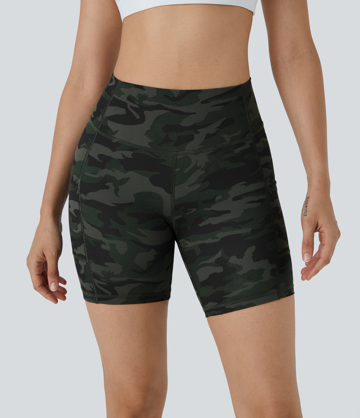 Dahlia Biker Short — Green Leopard Print