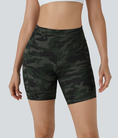 Dahlia Biker Short — Green Leopard Print