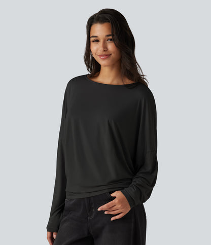 Roselle Long-Sleeve Top — Black