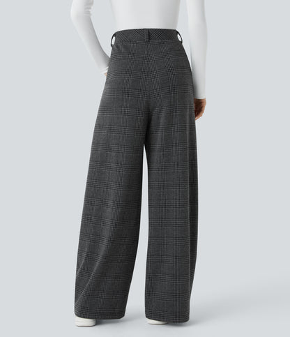 Lucille Pants — Charcoal Black Houndstooth Plaid