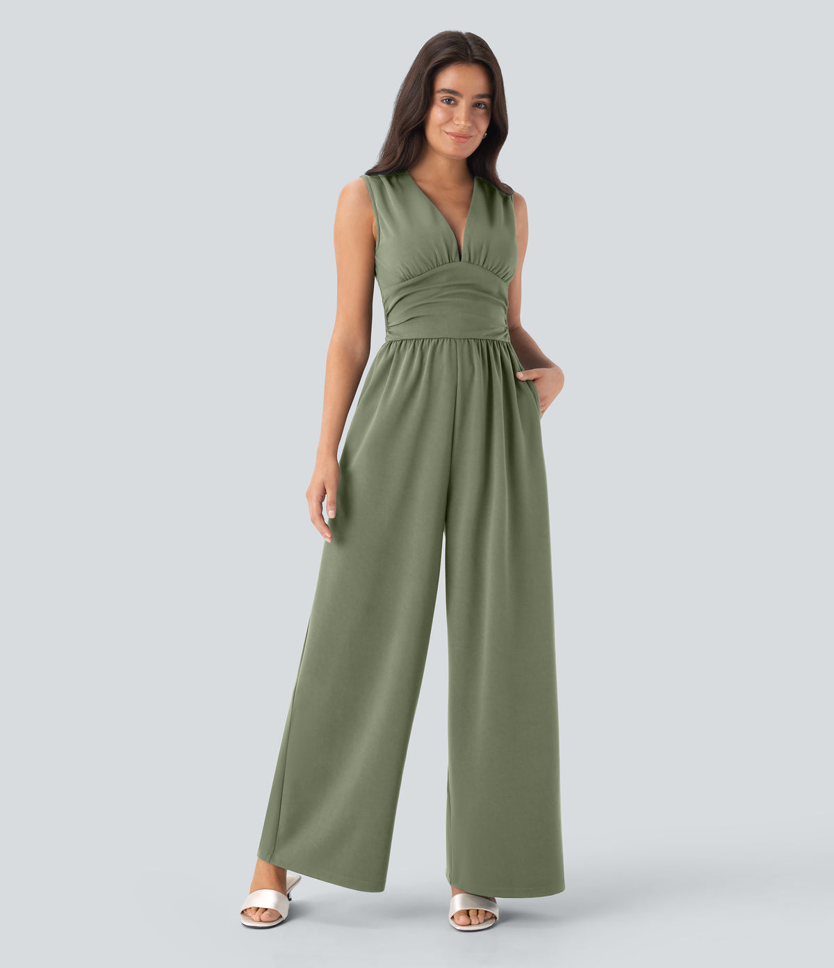 Celine Jumpsuit — Oil Green