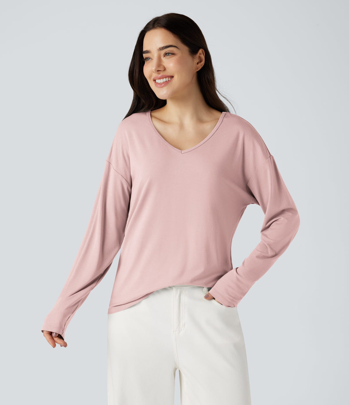 Mira Long-Sleeve Top — Light Elegant Pink