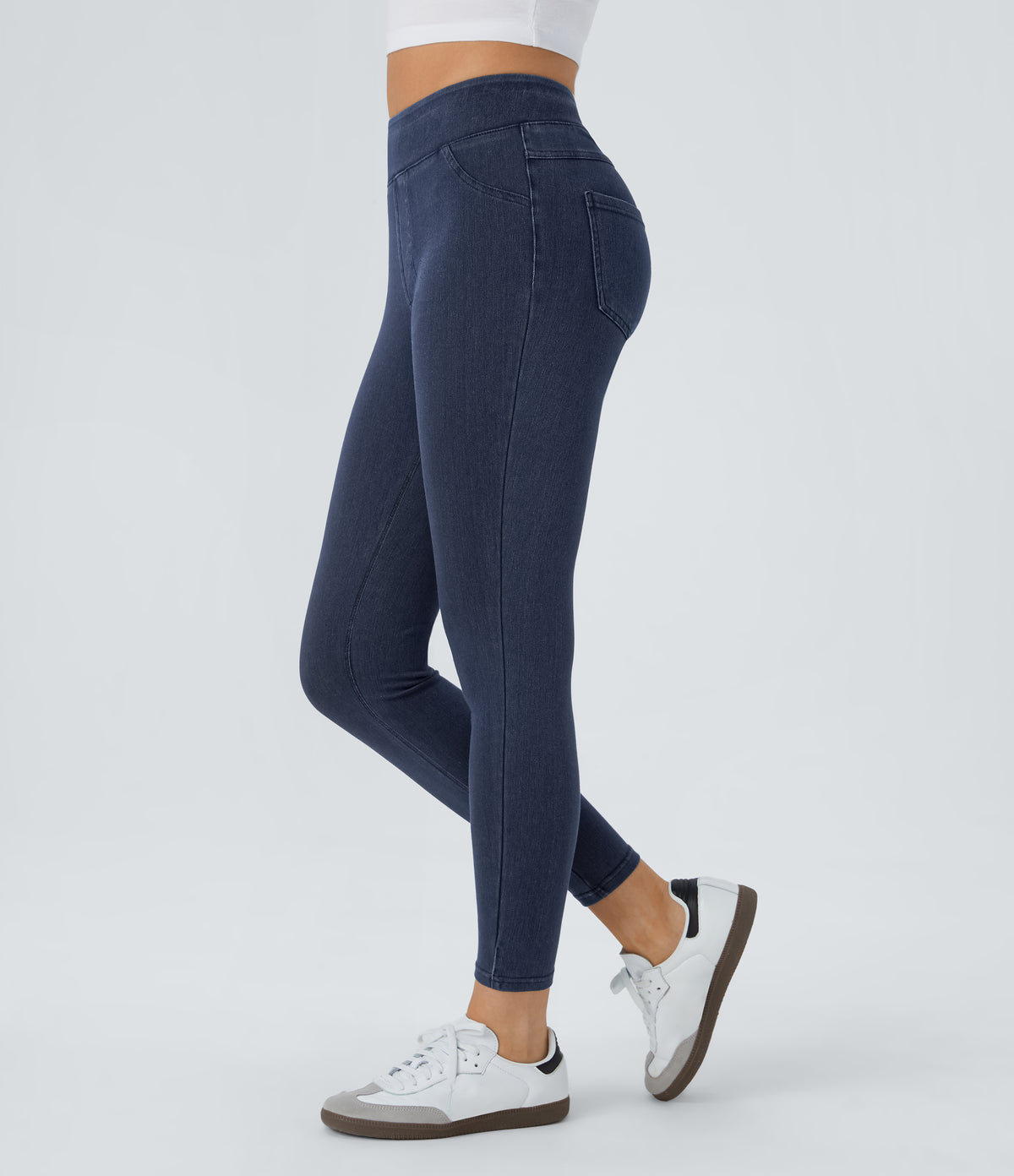 Livia Legging — Washed Denim Navy Blue