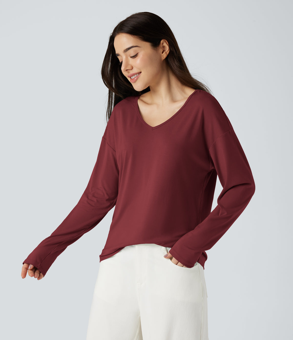 Mira Long-Sleeve Top — New Maroon