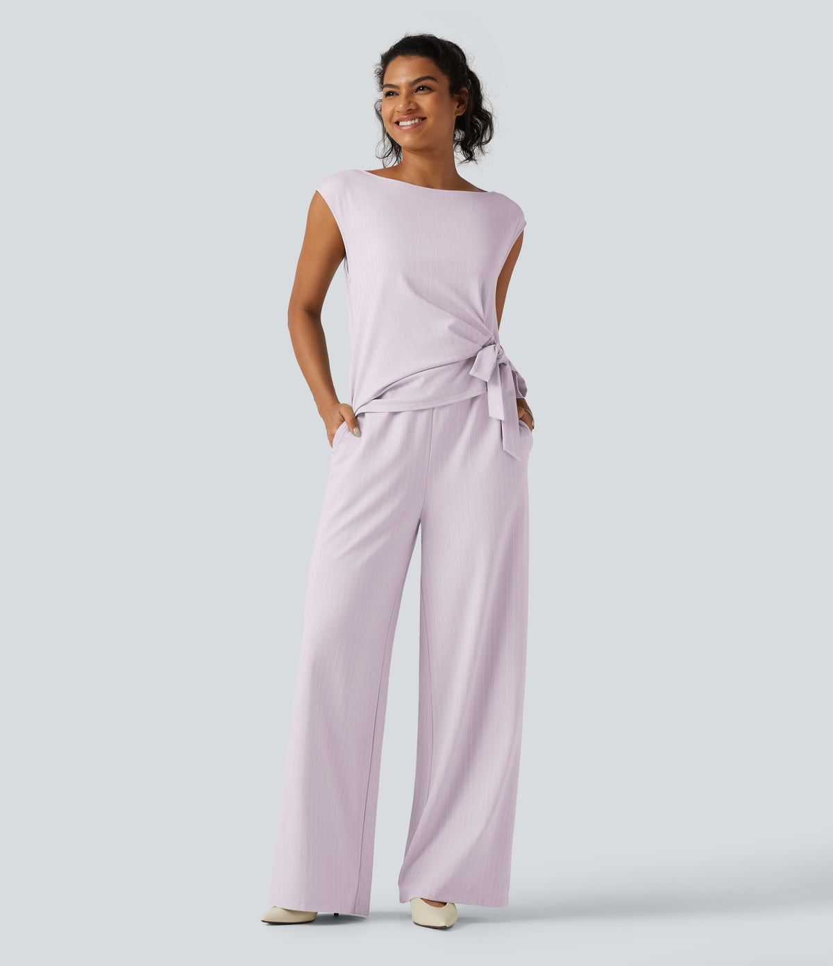 Rosalind Jumpsuit — Soft Orchid Stripe