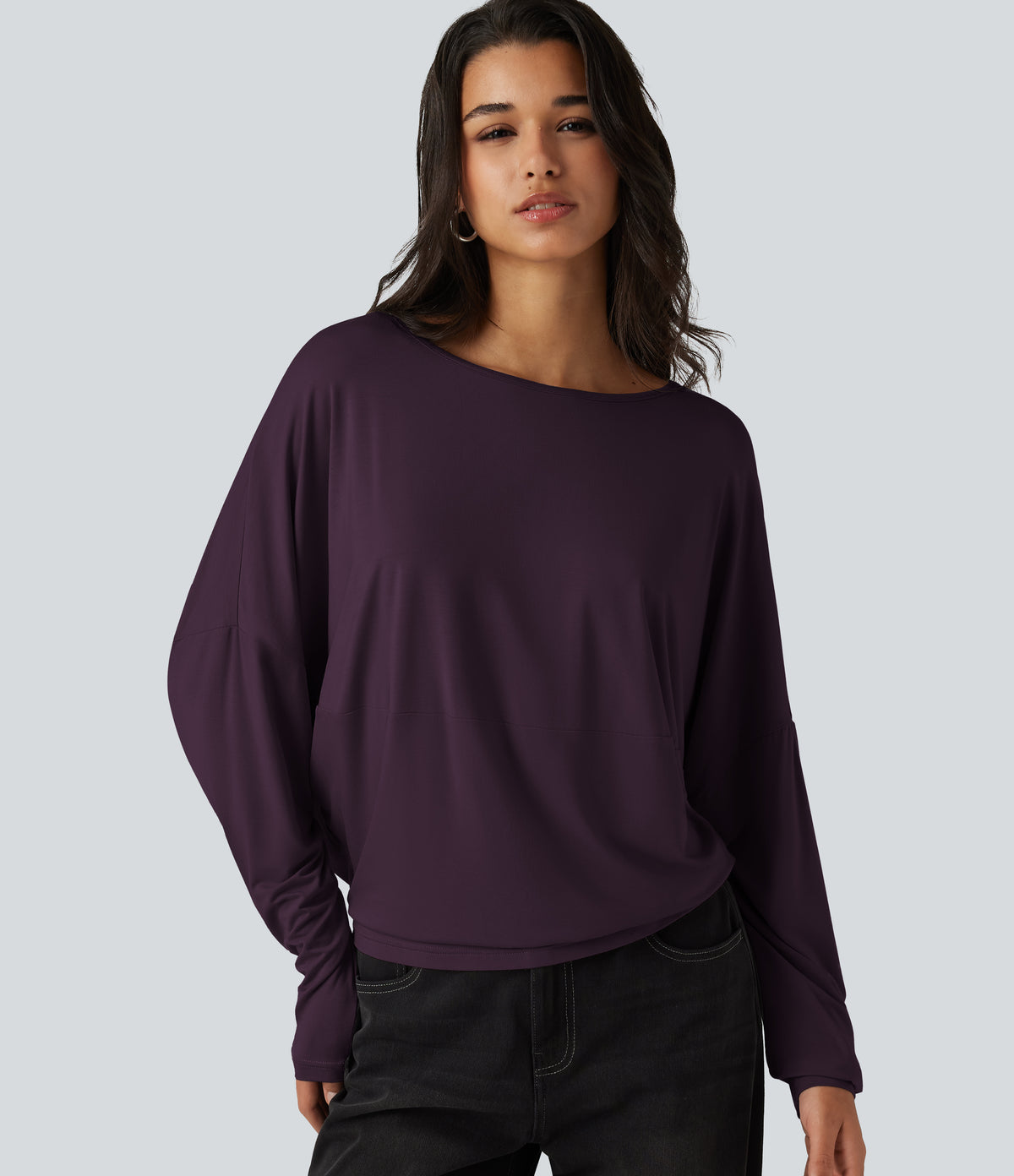 Roselle Long-Sleeve Top — Plum Wine