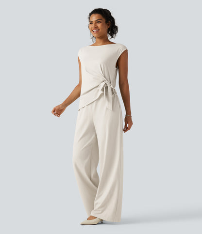 Rosalind Jumpsuit — Mist Oat Stripe