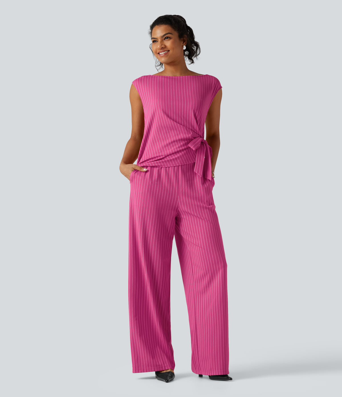 Rosalind Jumpsuit — Fuchsia Stripe Bloom