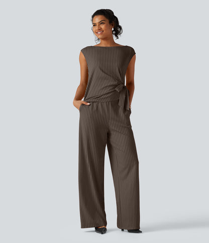 Rosalind Jumpsuit — Espresso Cream Stripe