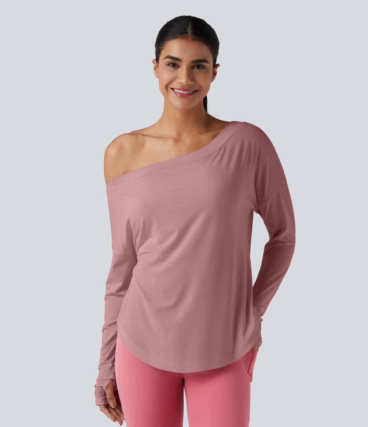 Isadora Long-Sleeve Top — Soft Berry