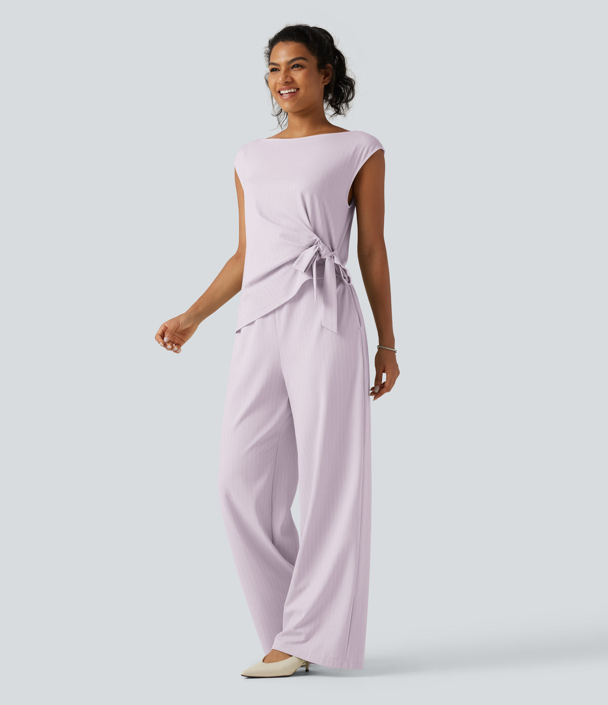 Rosalind Jumpsuit — Soft Orchid Stripe
