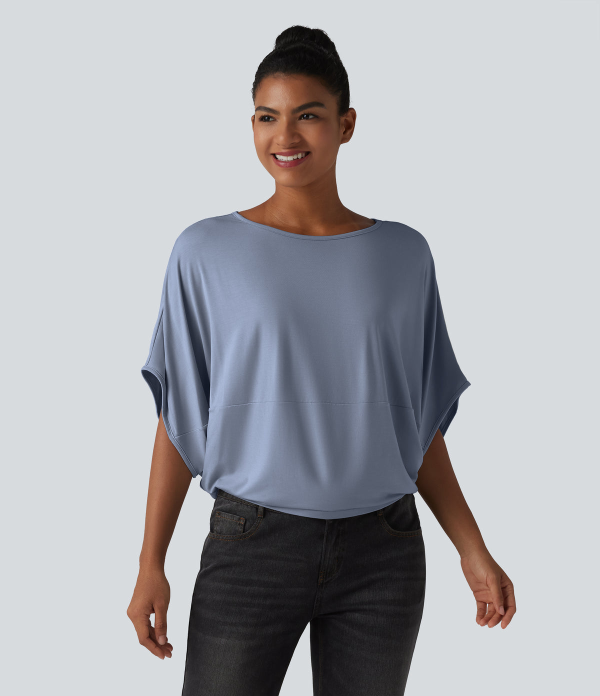 Indira Top — Gray Haze Blue