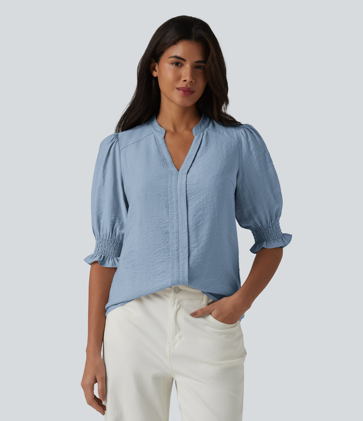 Imogen Blouse — Powder Blue