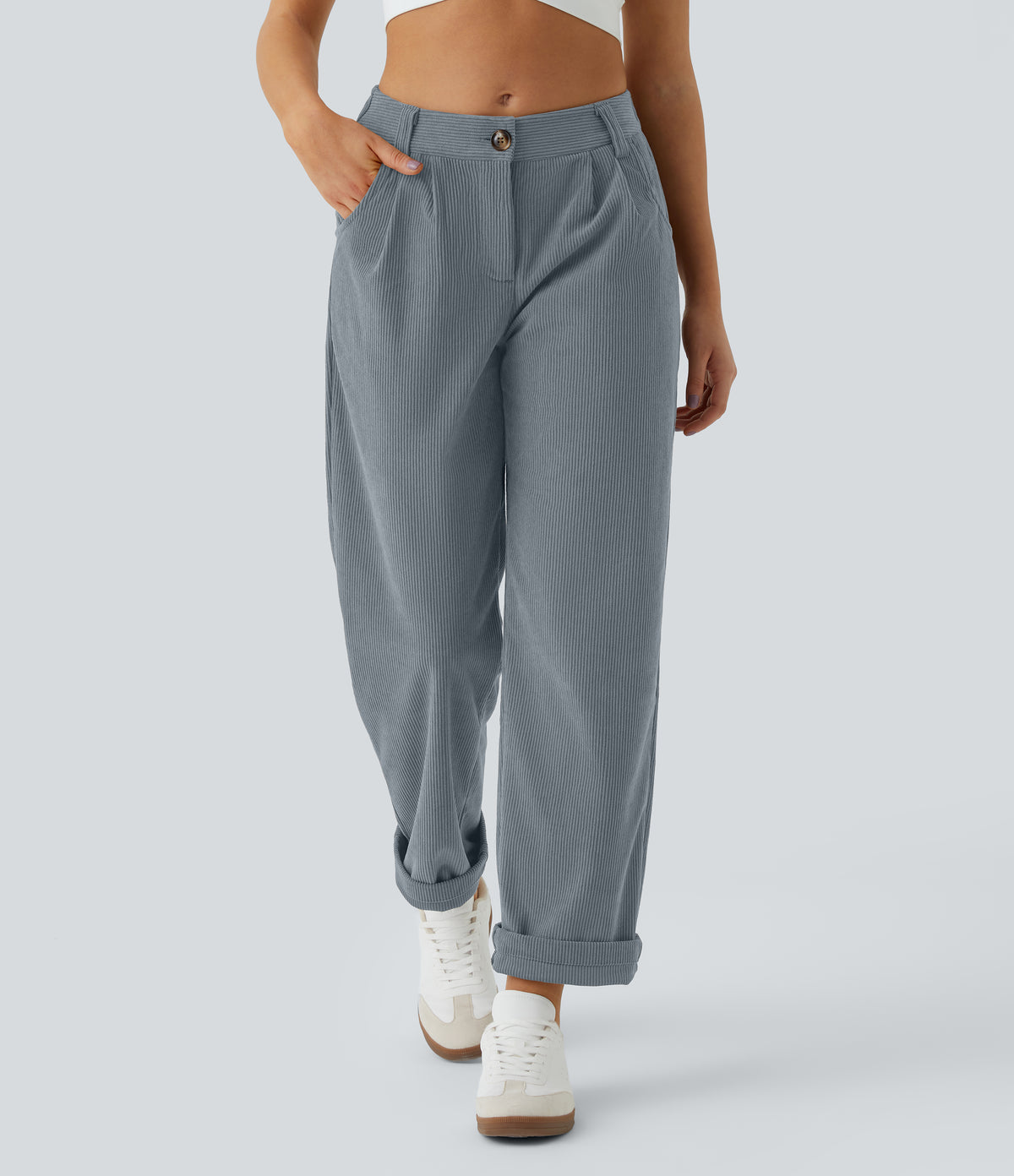 Cecily Pants — Blue Flower Gray