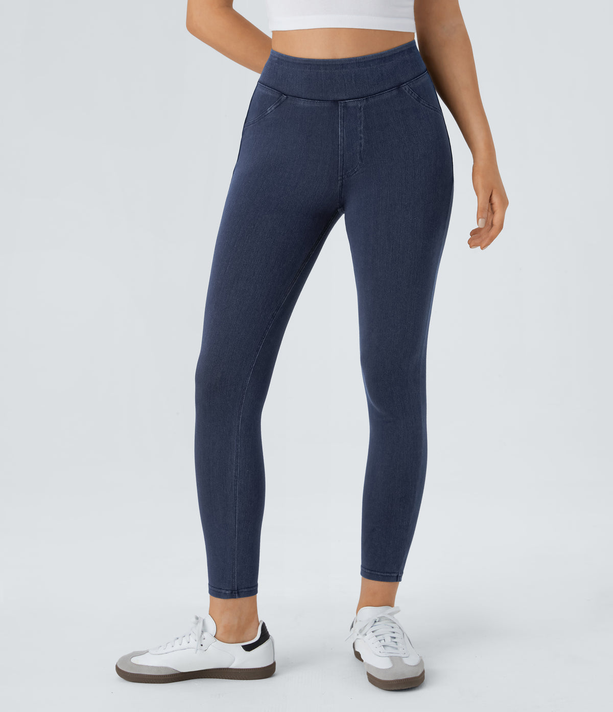 Livia Legging — Washed Denim Navy Blue