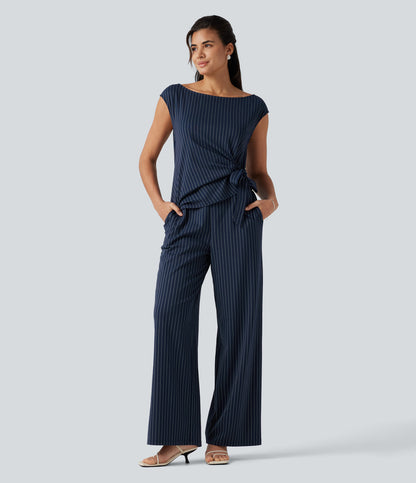 Rosalind Jumpsuit — Navy Pinstripe