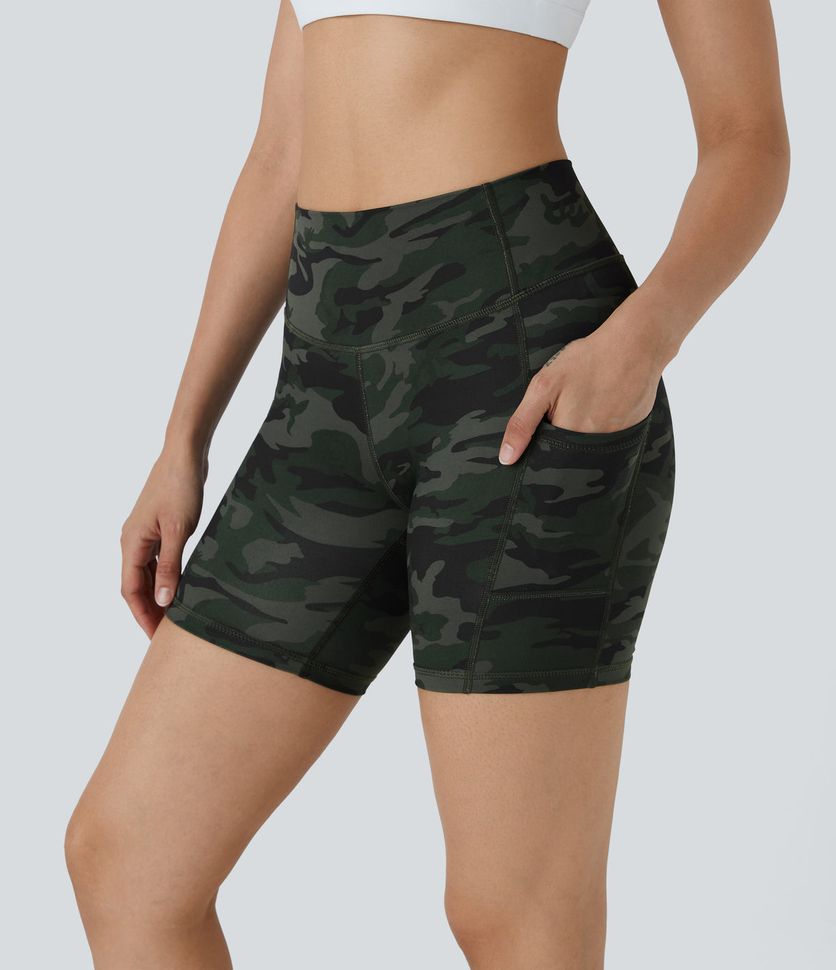 Dahlia Biker Short — Green Leopard Print