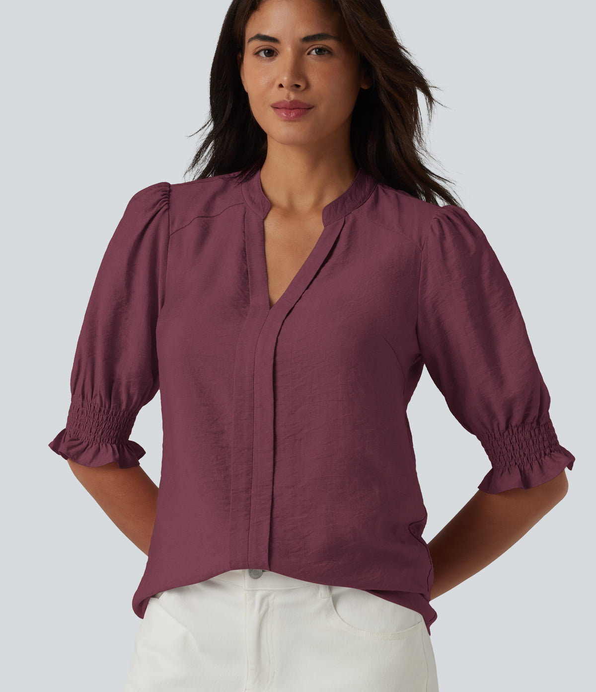 Imogen Blouse — Wine Red