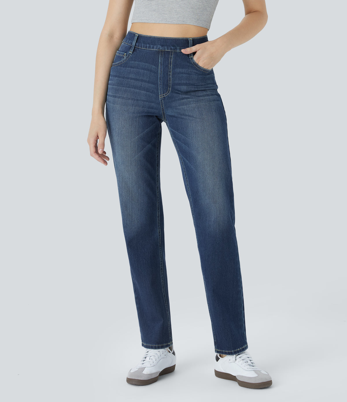 Cleo Jeans — Distressed Denim Dark Blue