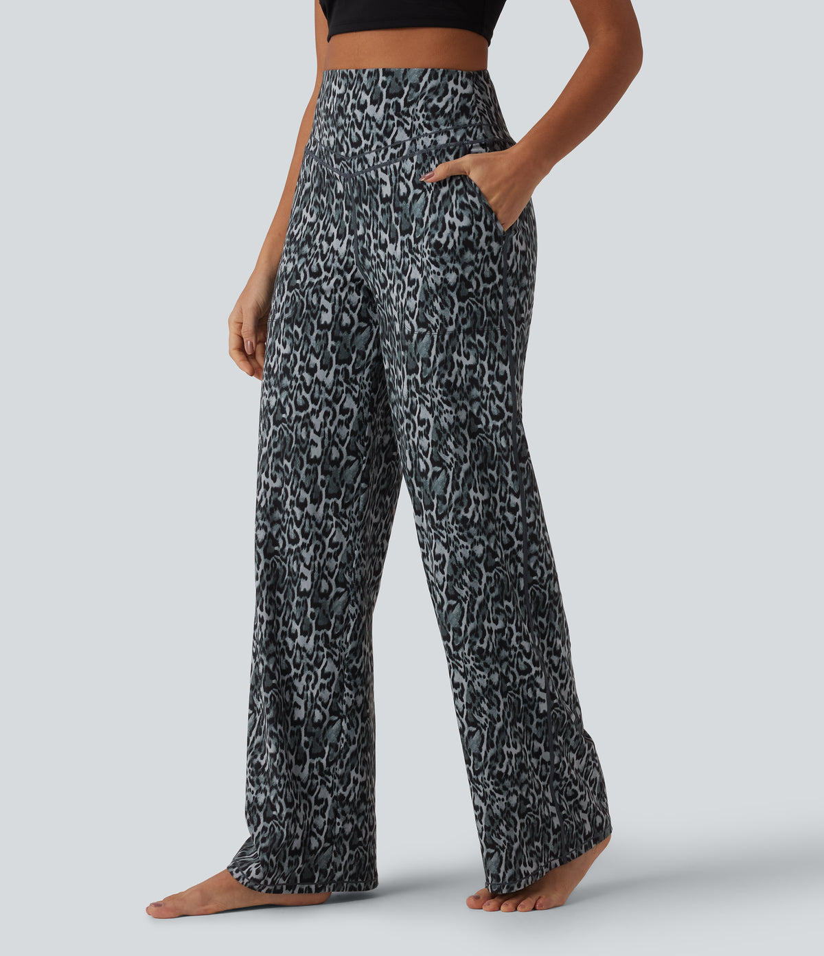 Nina Pants — Black and Silver Leopard Print