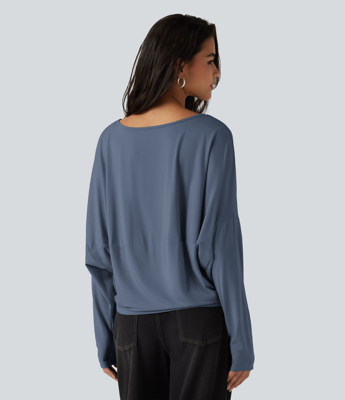 Roselle Long-Sleeve Top — Gray Haze Blue