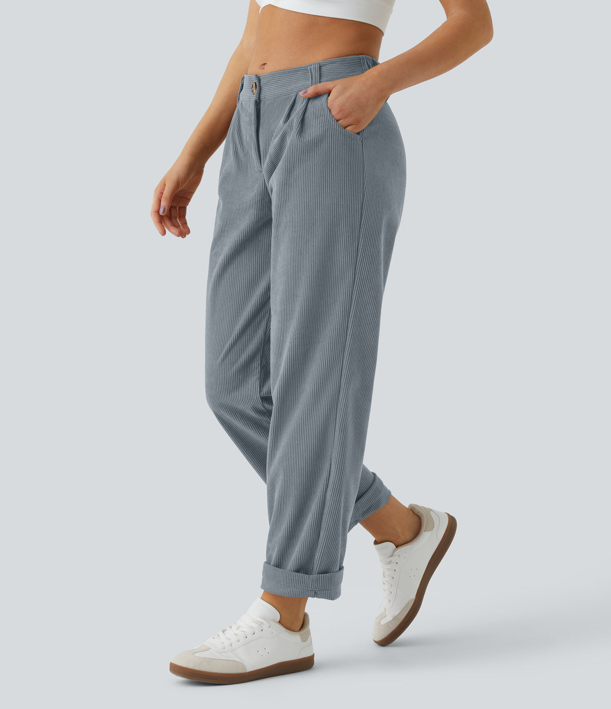 Cecily Pants — Blue Flower Gray