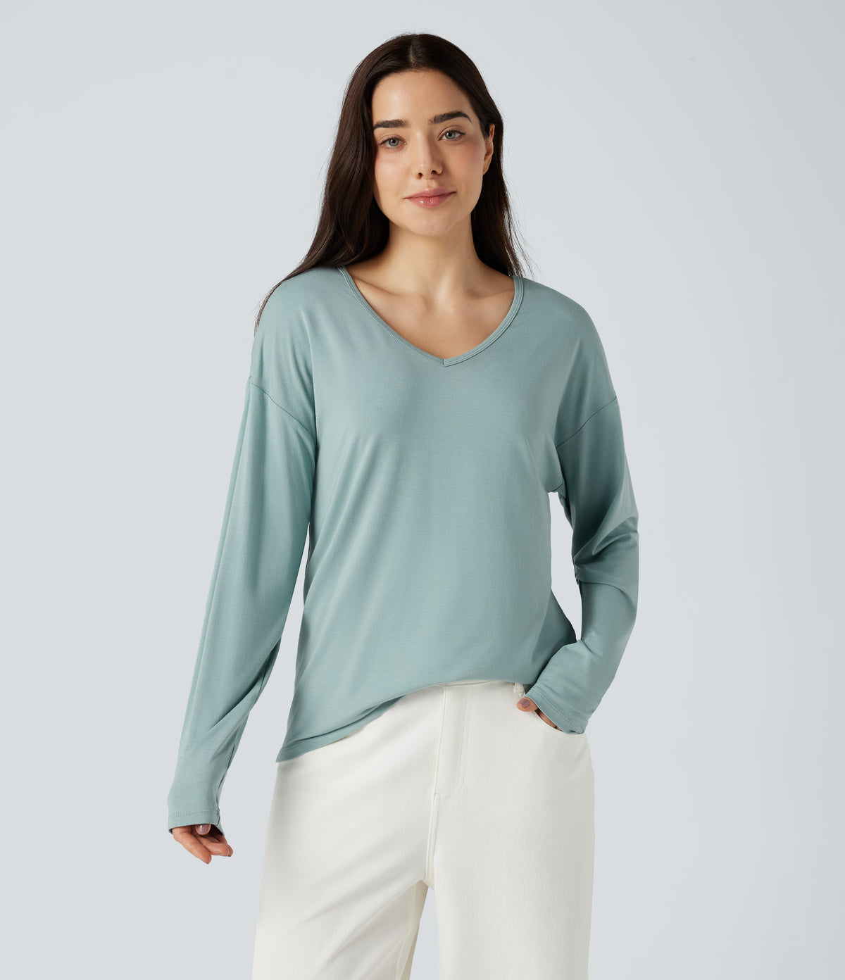 Mira Long-Sleeve Top — Oil Blue