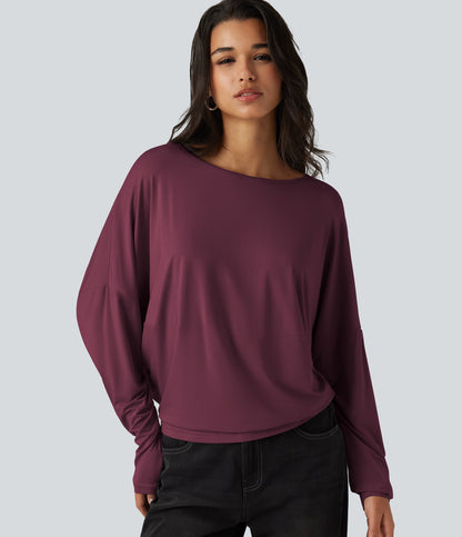 Roselle Long-Sleeve Top — Ruby Wine