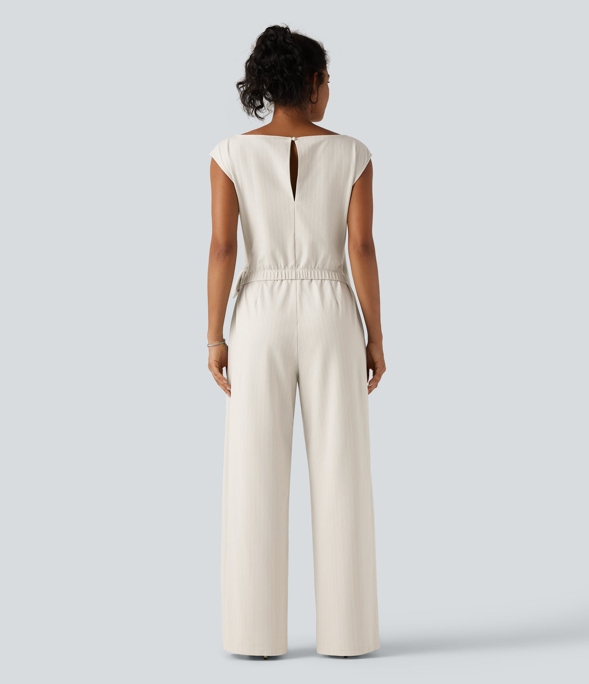 Rosalind Jumpsuit — Mist Oat Stripe
