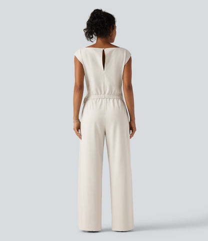 Rosalind Jumpsuit — Mist Oat Stripe