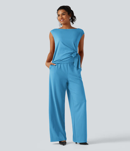 Rosalind Jumpsuit — Poolside Blue Stripe