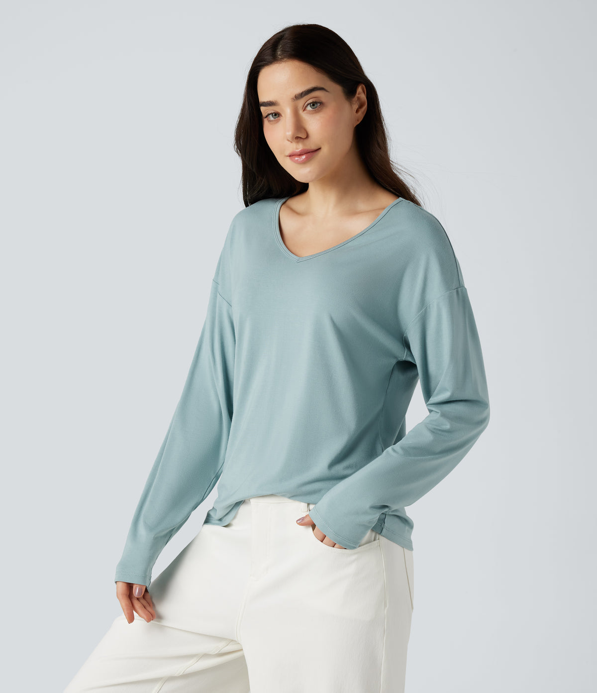 Mira Long-Sleeve Top — Oil Blue