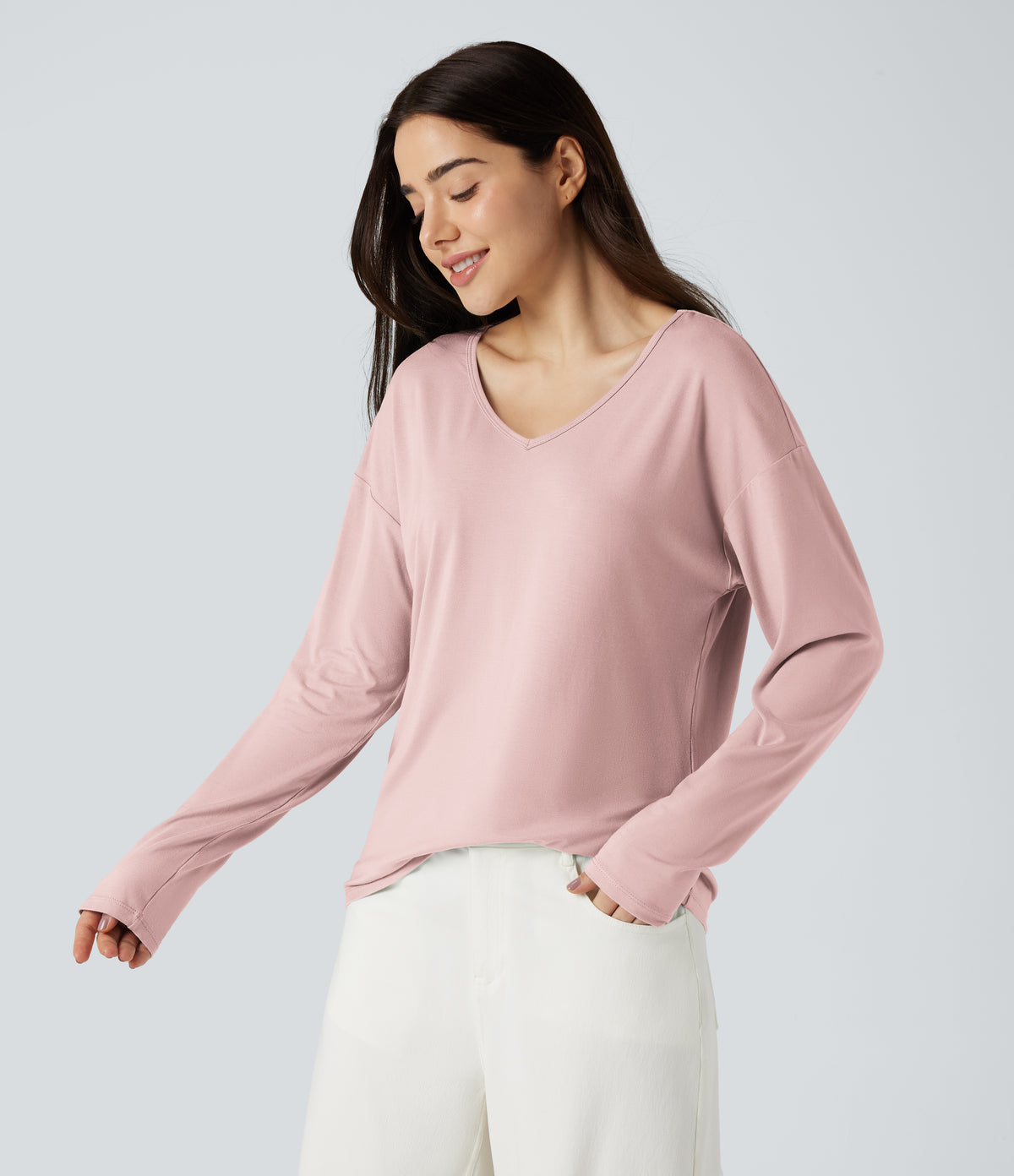 Mira Long-Sleeve Top — Light Elegant Pink