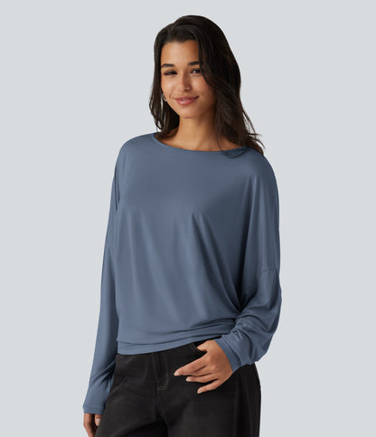 Roselle Long-Sleeve Top — Gray Haze Blue
