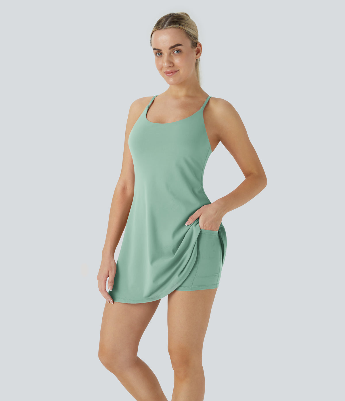 Petal Dress — Smoke Grey Green
